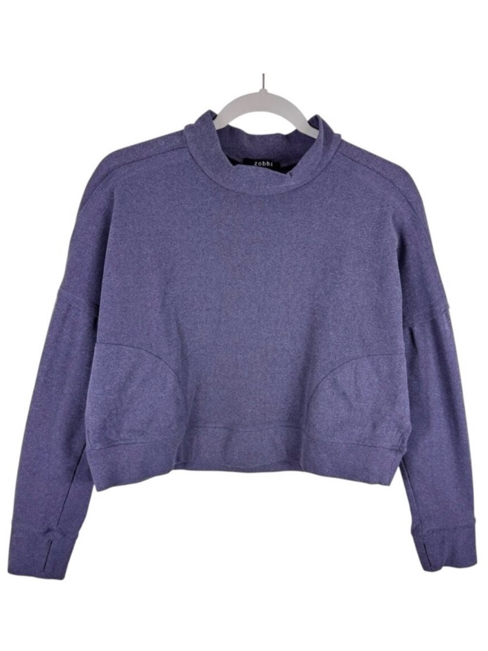 Zobha Purple Long Sleeve Mock Neck Cropped Athleisure Pullover Women's Size M
